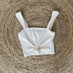 Used Forever 21 Cream Crop Top with front knot